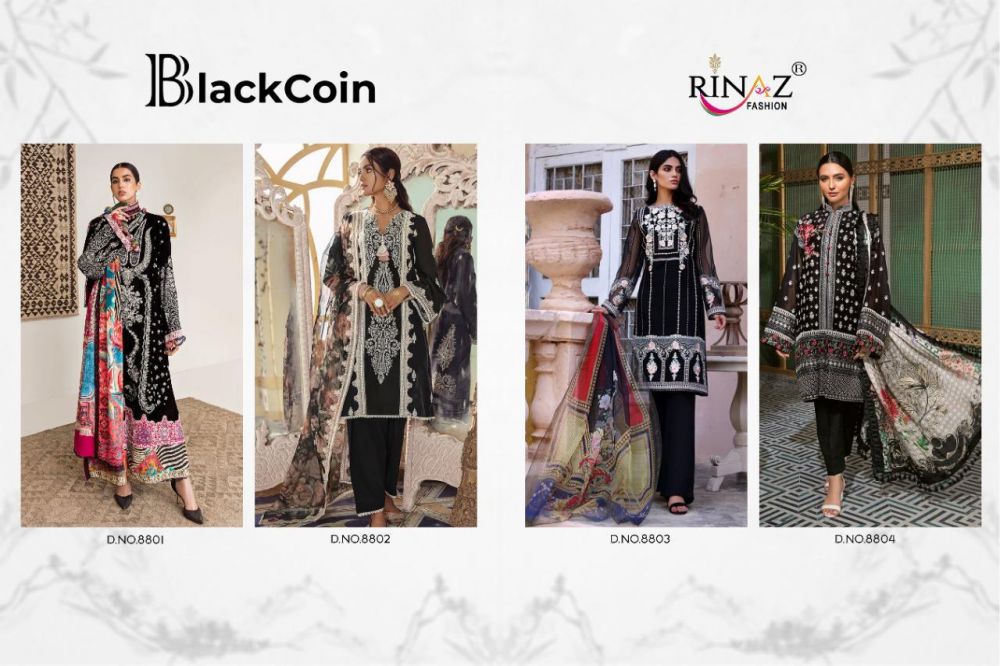 Rinaz Black Coin Lawn Collection with Open Image