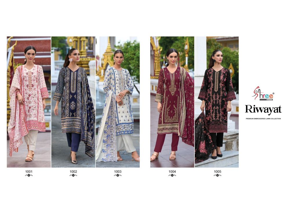 SHREE FABS RIWAYAT PREMIUM EMBRODERED LAWN COLLECTION Chiffon Dupatta
