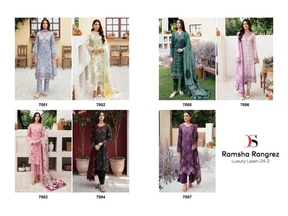 DEEPSY SUITS RAMSHA RUNGREZ luxury lawn 24 vol 2 Chiffon Dupatta with open images