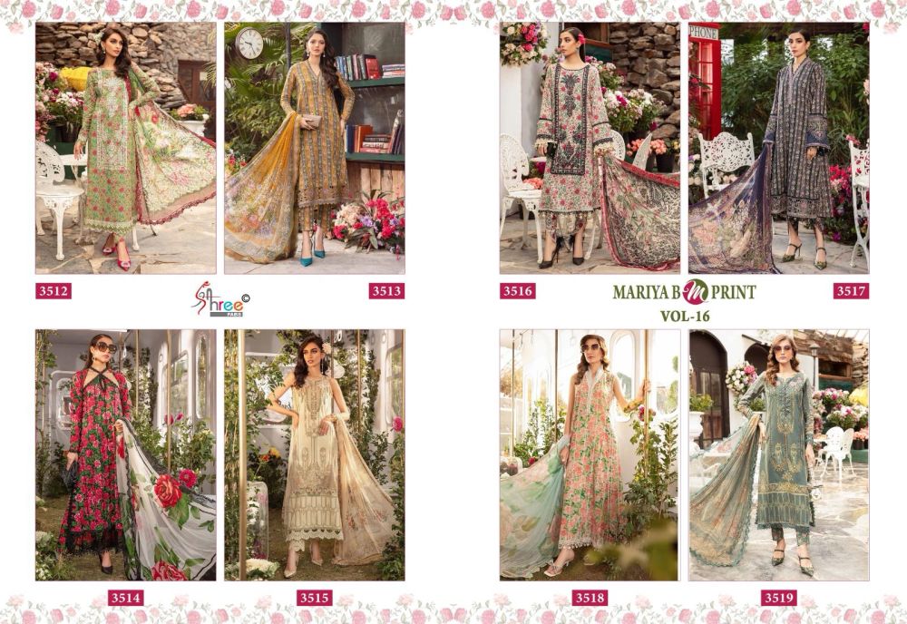 Shree fabs MARIA B M PRINT VOL 16 Cotton Dupatta