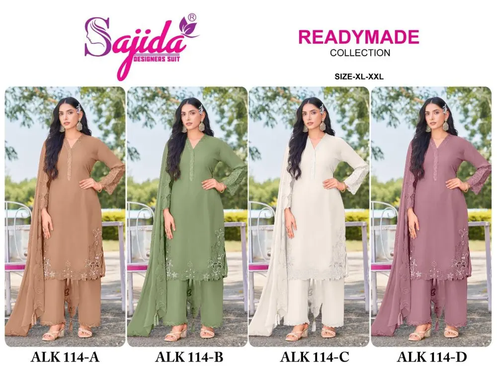 SAJIDA READYMADE COLLECTION ALK 114 A B C D with open images