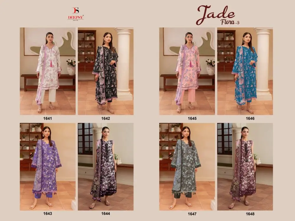 DEEPSY SUITS JADE FLORA 25 3 COTTON DUPATTA