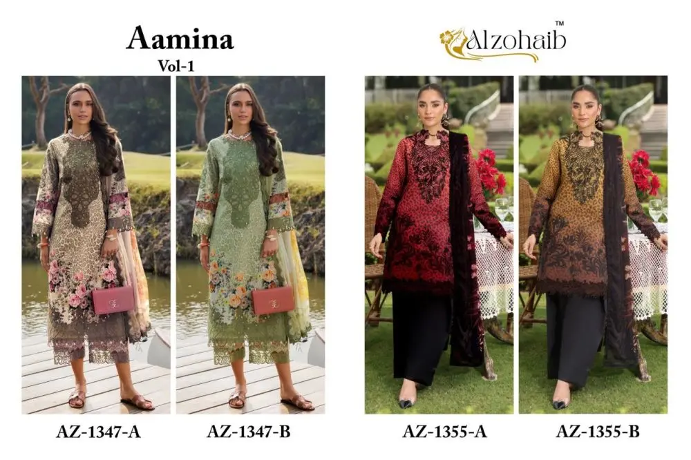 ALZOHAIB AAMINA VOL 1 CHIFFON DUPATTA WITH OPEN IMAGES