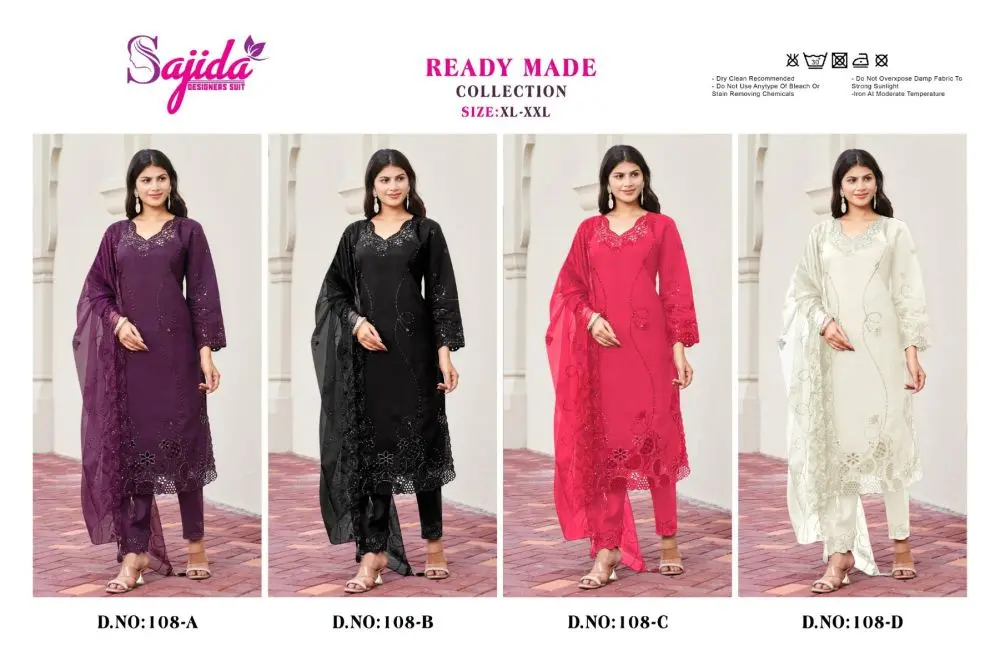 SAJIDA READYMADE COLLECTION DNO 108 ABCD