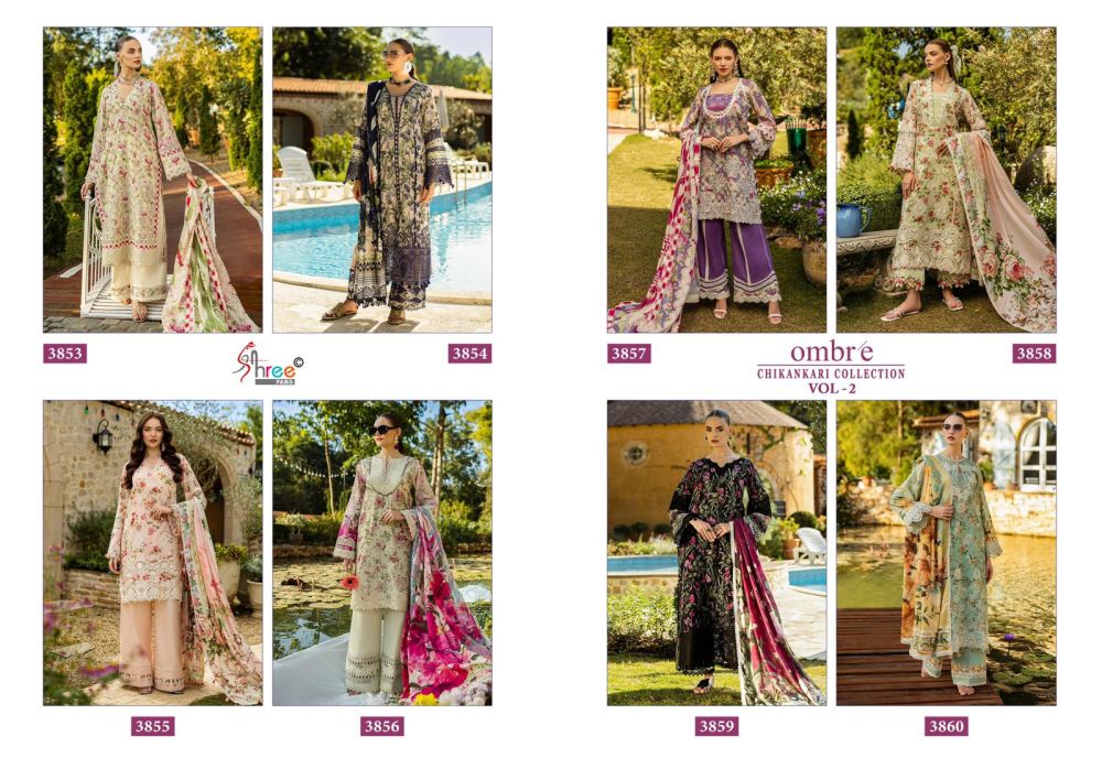 SHREE FABS OMBRE CHIKANKARI COLLECTION VOL 2 CHIFFON DUPATTA