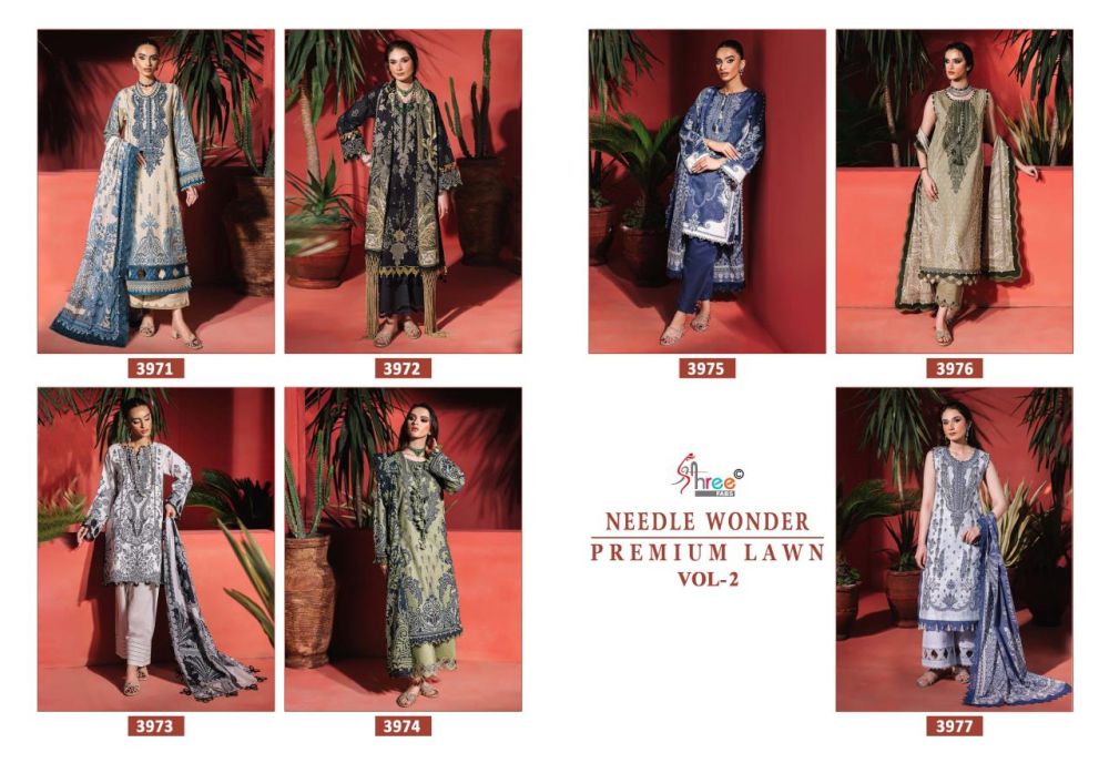 Shree Fabs Needle wonder premium lawn Vol 2 Cotton Dupatta With Open Images