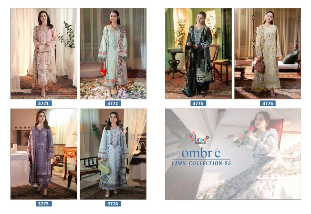 Shree fabs OMBRE LAWN COLLECTION 25 Cotton Dupatta with open images