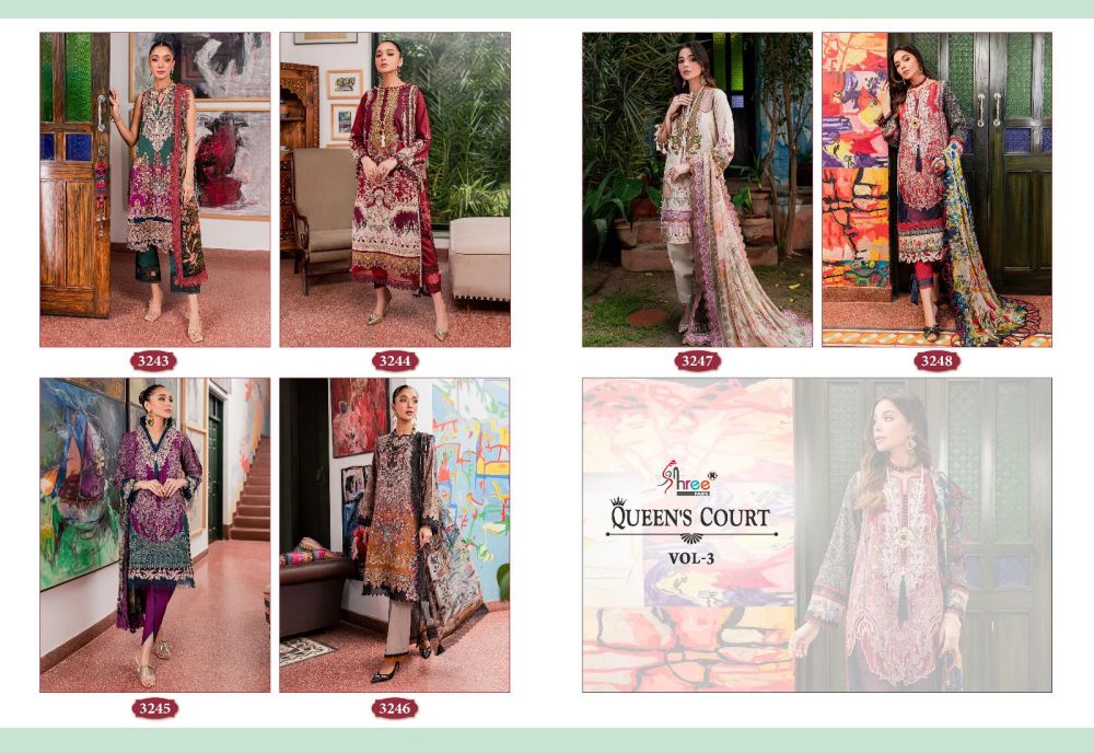 Shree fabs QUEENS COURT VOL 3 Chiffon Dupatta with open images