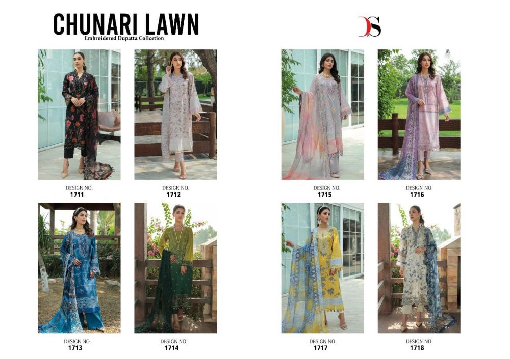 Deepsy Chunari Lawn Embroidered Cotton Dupatta with Open Image