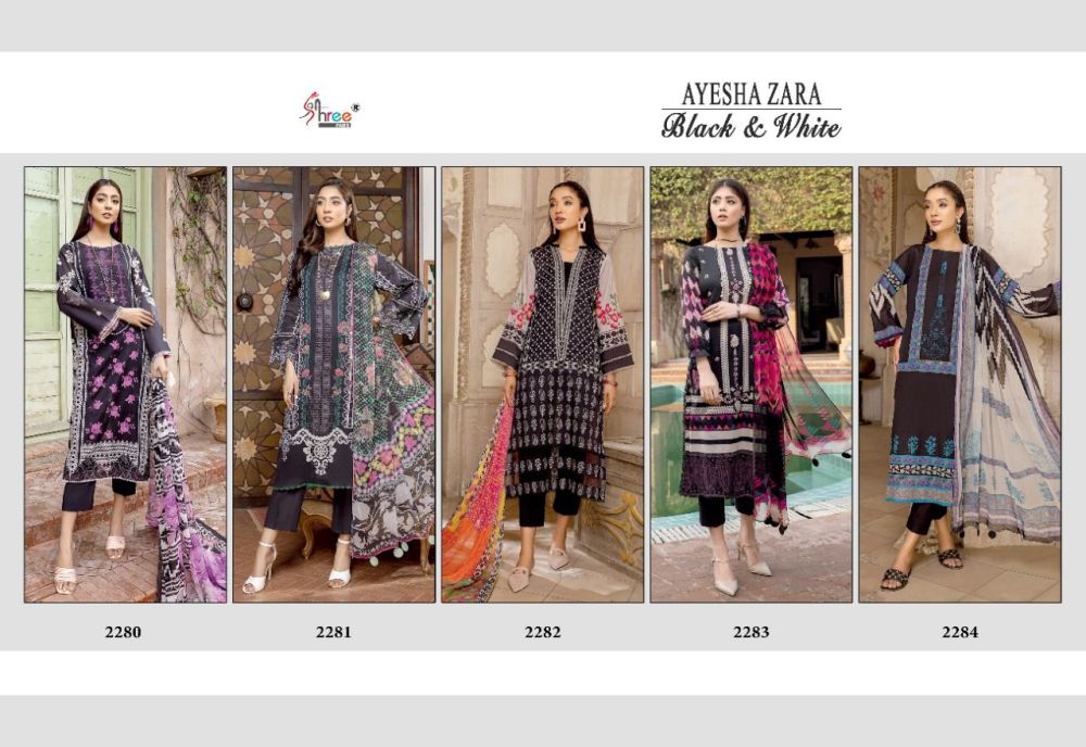 Shree Fabs Ayesha Zara Black and White Chiffon Dupatta
