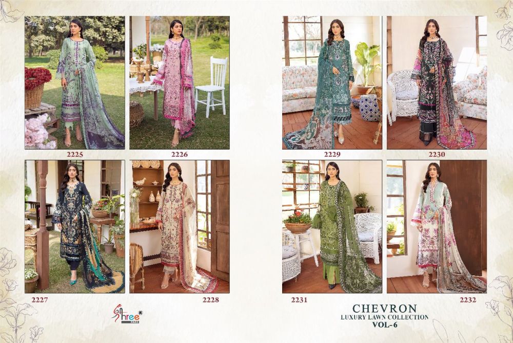 Shree fabs Chevron Luxury Lawn Collection Vol 6 Cotton Dupatta with Open Image
