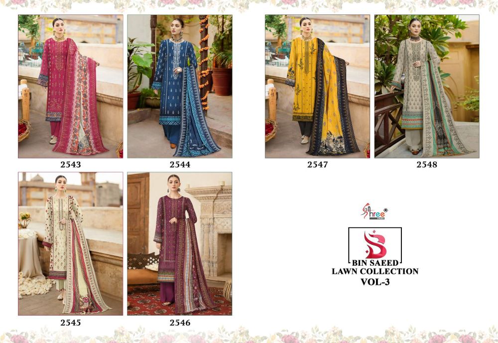 Shree fabs BIN SAEED LAWN COLLECTION vol 3 with open images