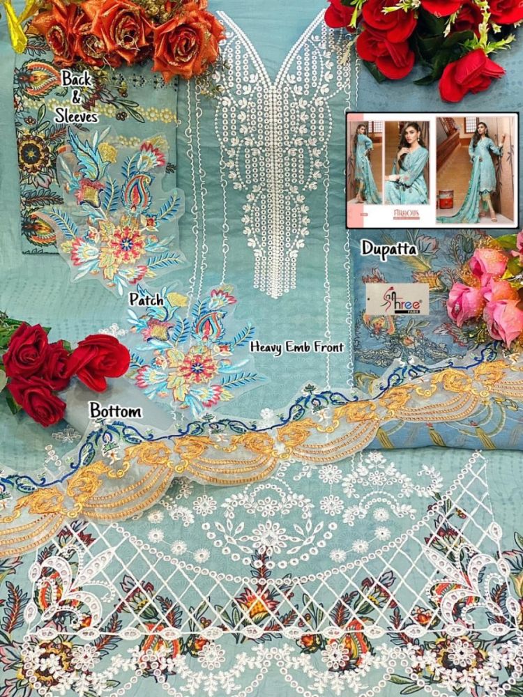 Shree Fabs Firdous Embroidered Lawn Collection Cotton Dupatta with Open Image