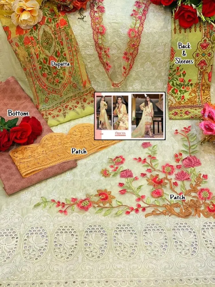 Shree Fabs Firdous Embroidered Lawn Collection Chiffon Dupatta with Open Image