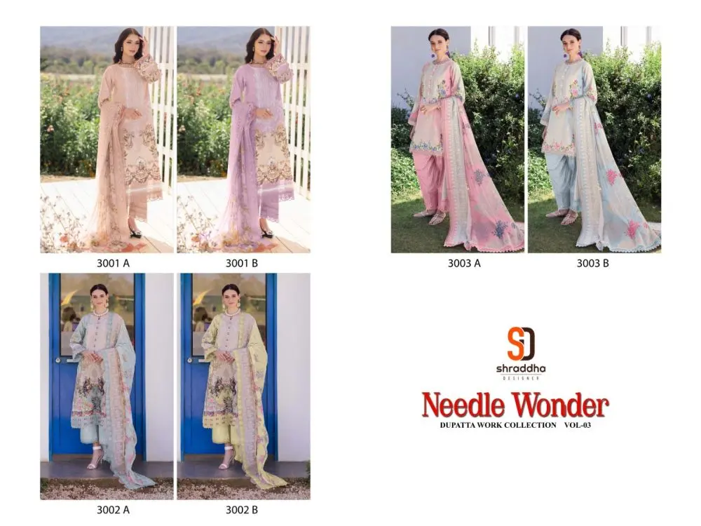 SHRADDHA DESIGNER NEEDLE WONDER VOL 3 CHIFFON DUPATTA WITH OPEN IMAGES