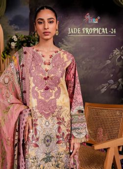 SHREE FABS JADE TROPICAL 24 Cotton Dupatta with open images