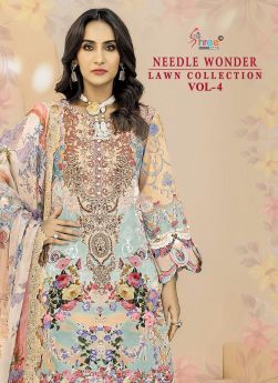 Shree fabs NEEDLE WONDER LAWN COLLECTION VOL 4 Chiffon Dupatta with open images