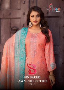 Shree fabs Bin Saeed Lawn Collection vol 12 with open images