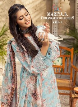 SHREE FABS MARIYA B CHIKANKARI COLLECTION vol 1 chiffon dupatta