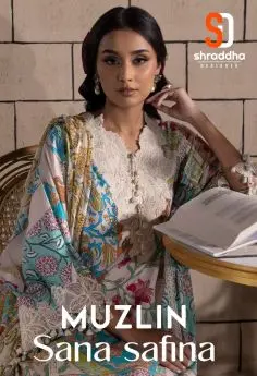 SHRADDHA DESIGNER MUZLIN SANA SAFINAZ cotton dupatta with open images