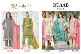 ALZOHAIB RUAAB VOL 1 chiffon dupatta with open images