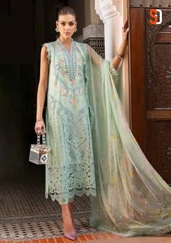 SHRADDHA DESIGNER MARIA B LAWN CHIFFON DUPATTA with open images