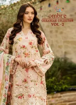 SHREE FABS OMBRE CHIKANKARI COLLECTION VOL 2 COTTON DUPATTA WITH OPEN IMAGES