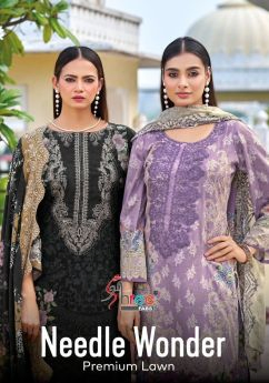 Shree Fabs Needle wonder premium lawn Chiffon Dupatta with open images