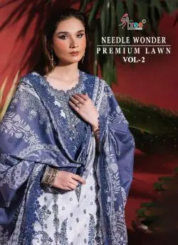 Shree Fabs Needle wonder premium lawn Vol 2 Chiffon Dupatta With Open Images