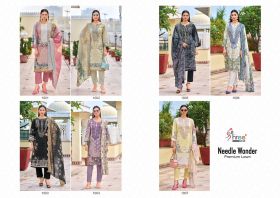 Shree Fabs Needle wonder premium lawn Cotton Dupatta with open images