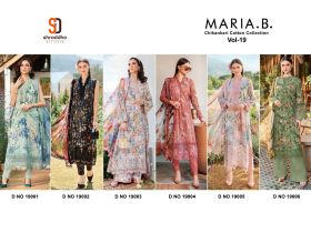 SHARDDHA DESIGNER MARIA B VOL-19 CHIKANKARI COTTON Collection chiffon dupatta with open images