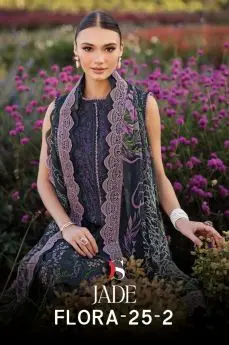 DEEPSY SUITS JADE FLORA 25 2 chiffon dupatta with open images
