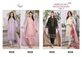 SHREE FABS MARIYA B LAWN FESTIVAL COLLECTION VOL 3 nx Chiffon Dupatta with open images