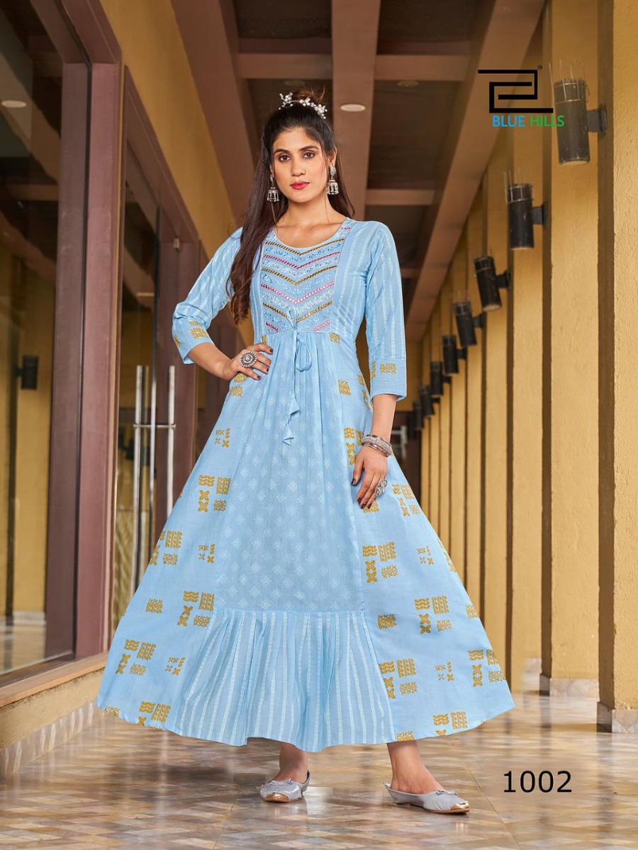 Blue Hills Designer Gown Kurti Blue Hills Festival Style Vol