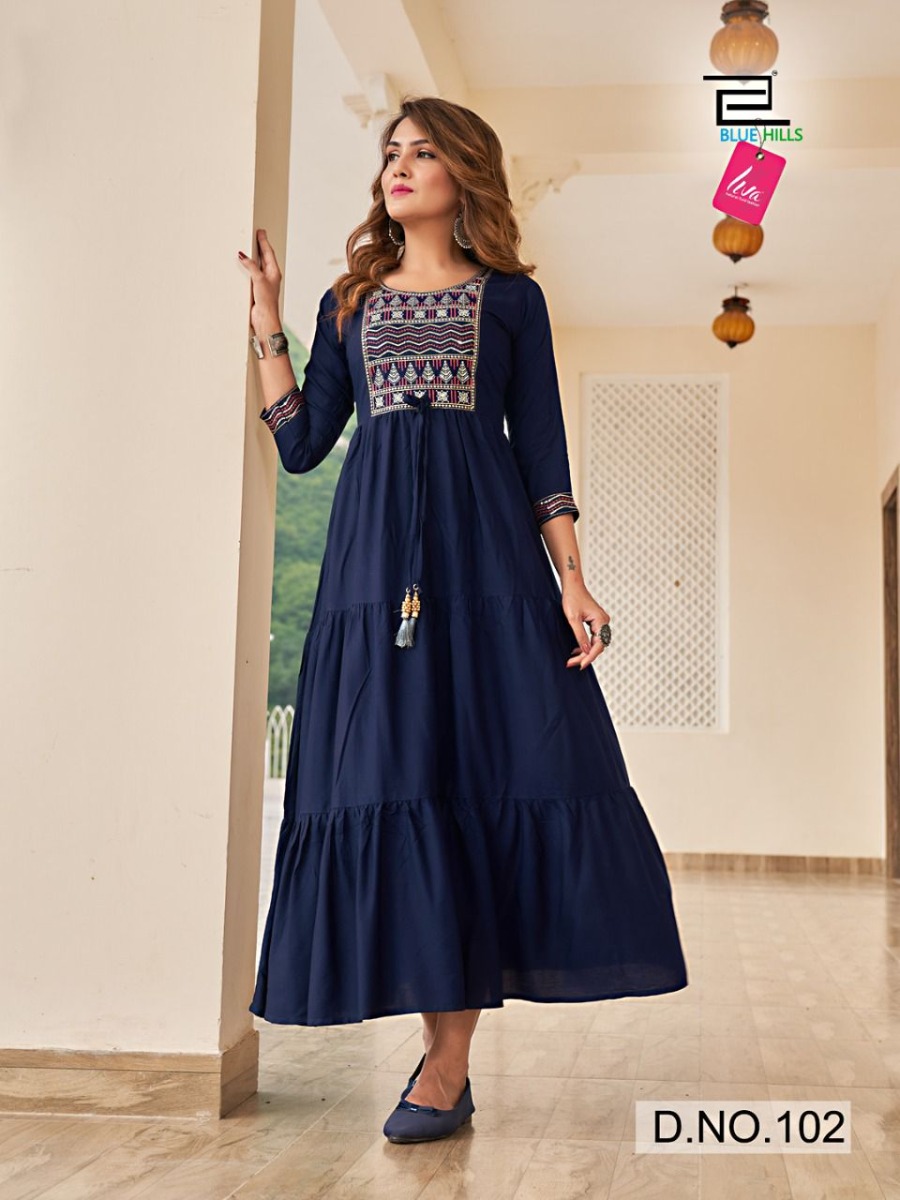 Kurti Wholesaler, Gown Wholesale Catalog for Business Online - Blue Hills  Jasmine Stitched