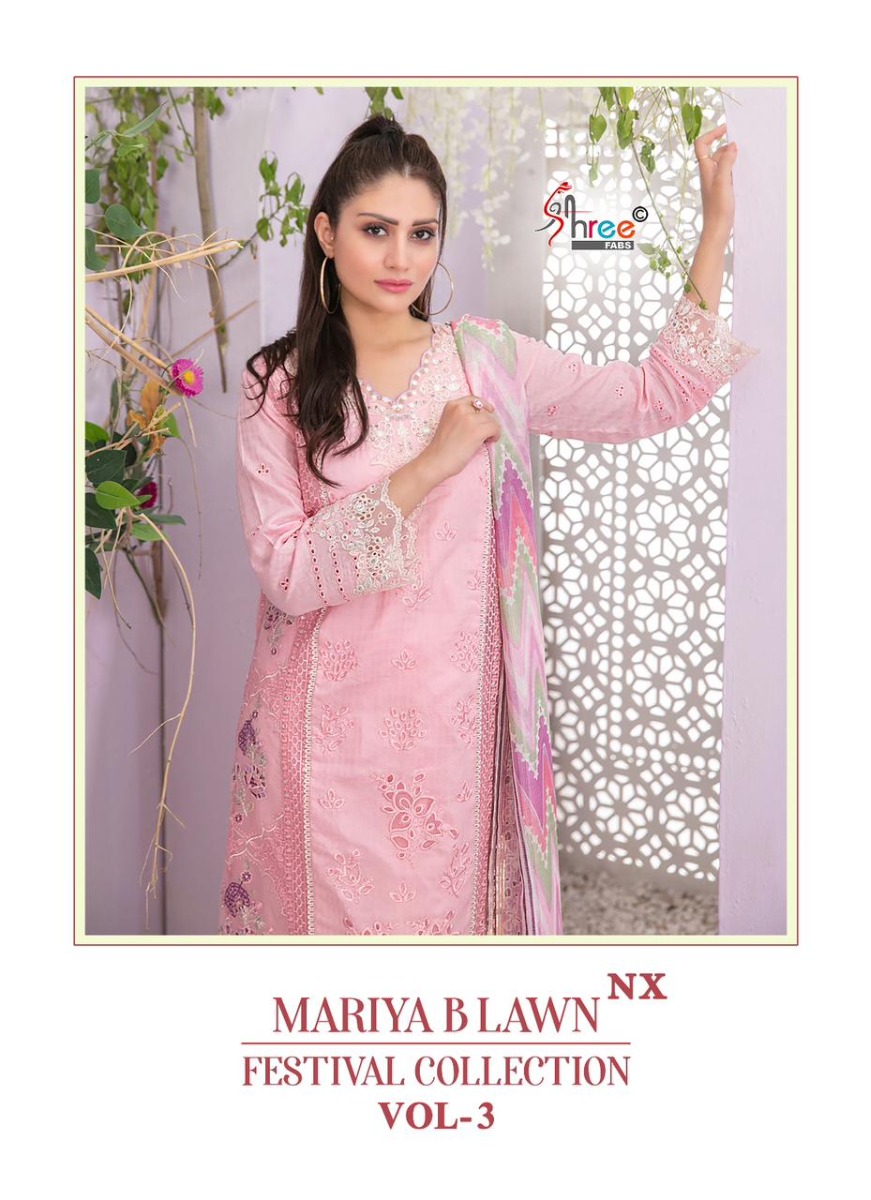 SHREE FABS MARIYA B LAWN FESTIVAL COLLECTION VOL 3 nx Cotton Dupatta with open images