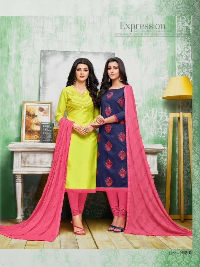 2 Tops Dress Materials Double Top Churidar Materials Online Shopping