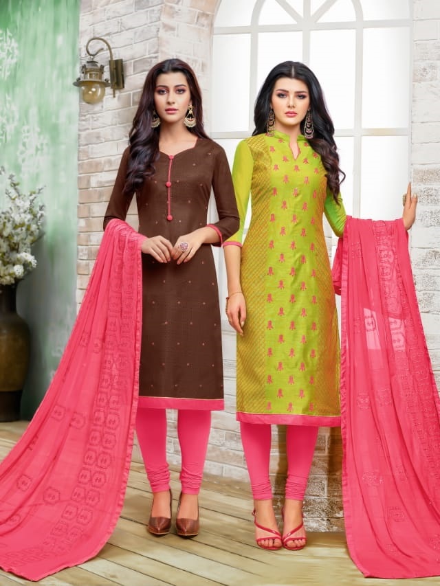 2 Tops Dress Materials Double Top Churidar Materials Online Shopping