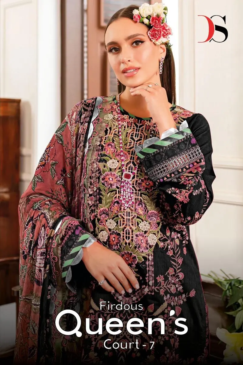 Deepsy Suits Firdous Queens Court vol 7 Chiffon Dupatta with open images