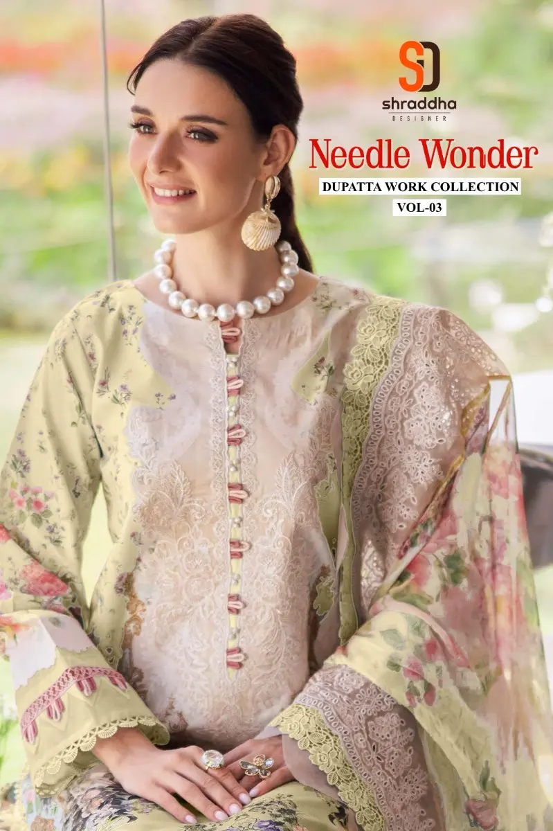 SHRADDHA DESIGNER NEEDLE WONDER VOL 3 CHIFFON DUPATTA WITH OPEN IMAGES