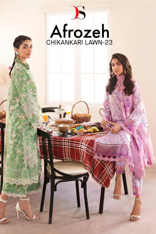 DEEPSY SUITS CHIKANKARI 22 PURE COTTON HEAVY EMBRODERY WORK PAKISTANI  CATALOGUE AT BEST PRICE